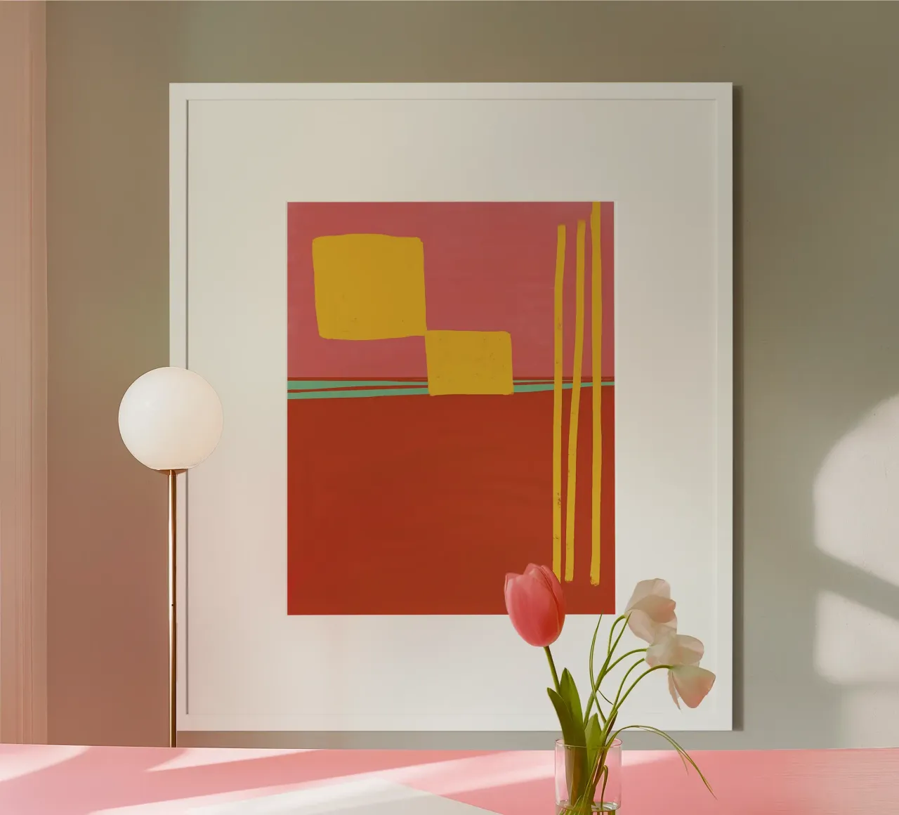 La présence jaune (d'après Etel Adnan) poster avec cadre en plastique de tainah negreiros