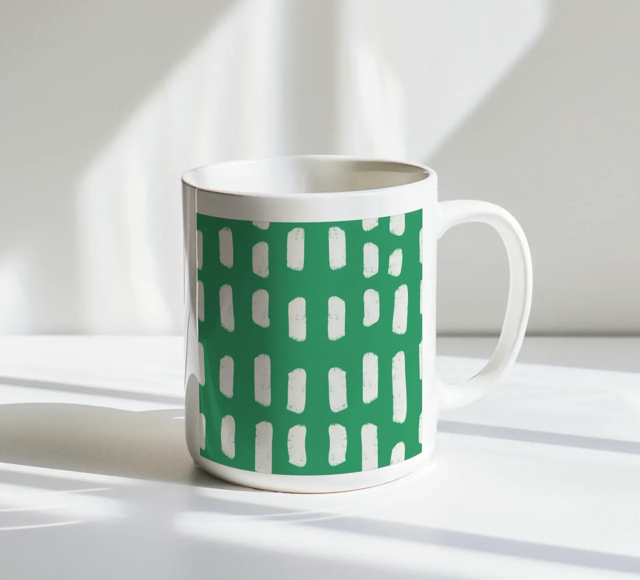 Emerald Brushstrokes - Abstract Botanical Pattern ceramic mug by susanacosta