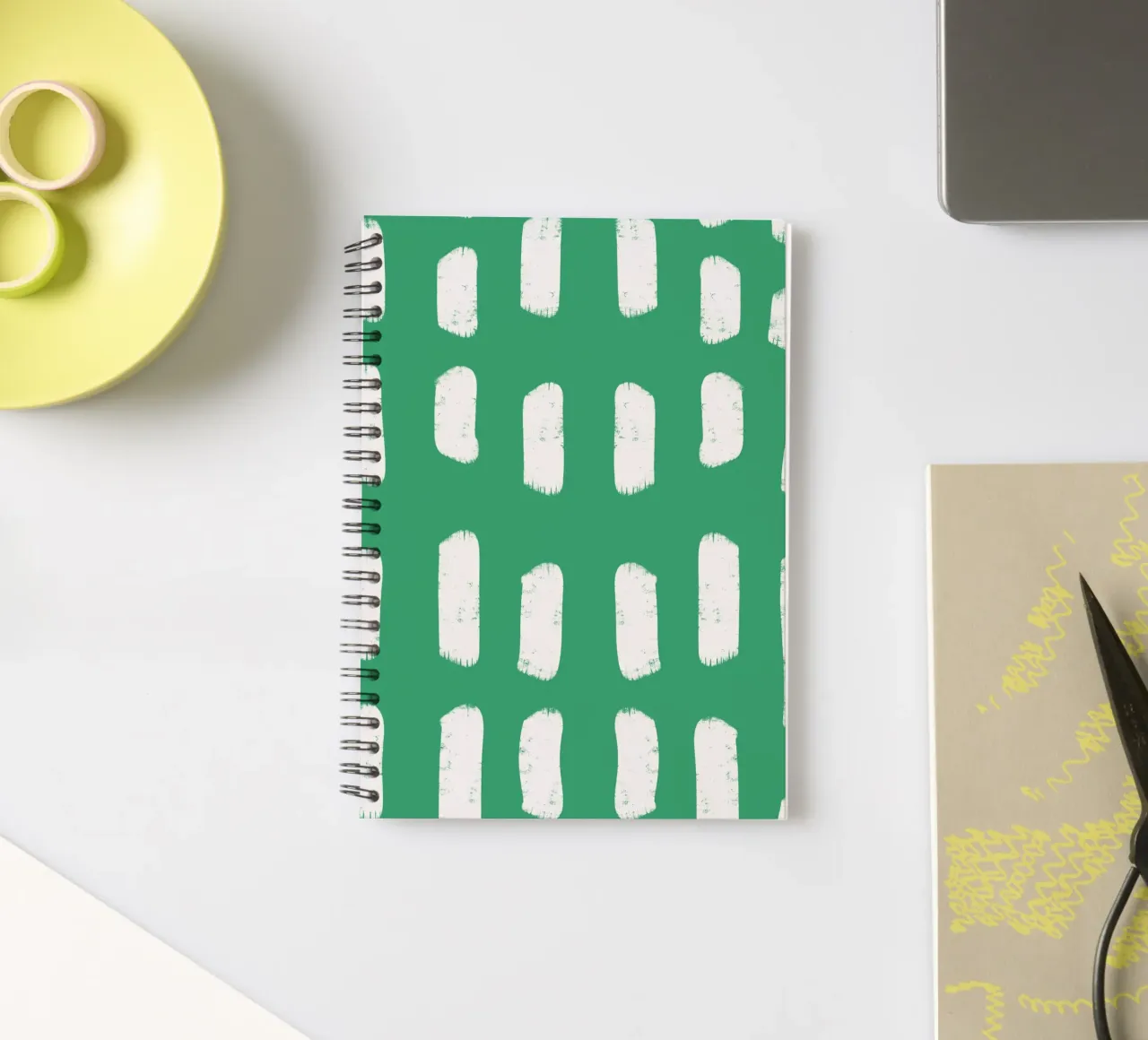 Emerald Brushstrokes - Abstract Botanical Pattern spiral notebook by susanacosta