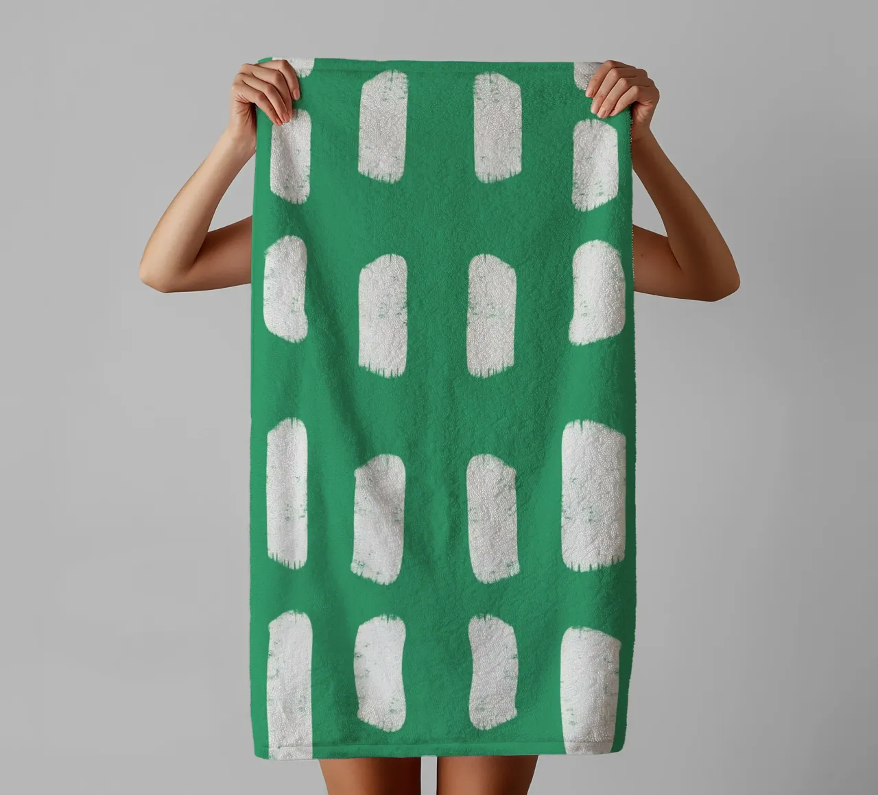 Emerald Brushstrokes - Abstract Botanical Pattern towel by susanacosta