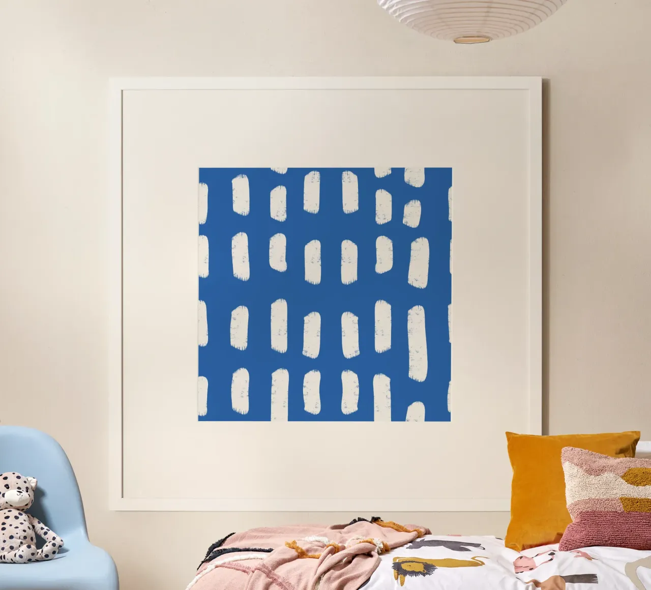 Blaue Pinselstriche - Abstrakt Küstenländisch Poster mit Kunststoffrahmen von susanacosta