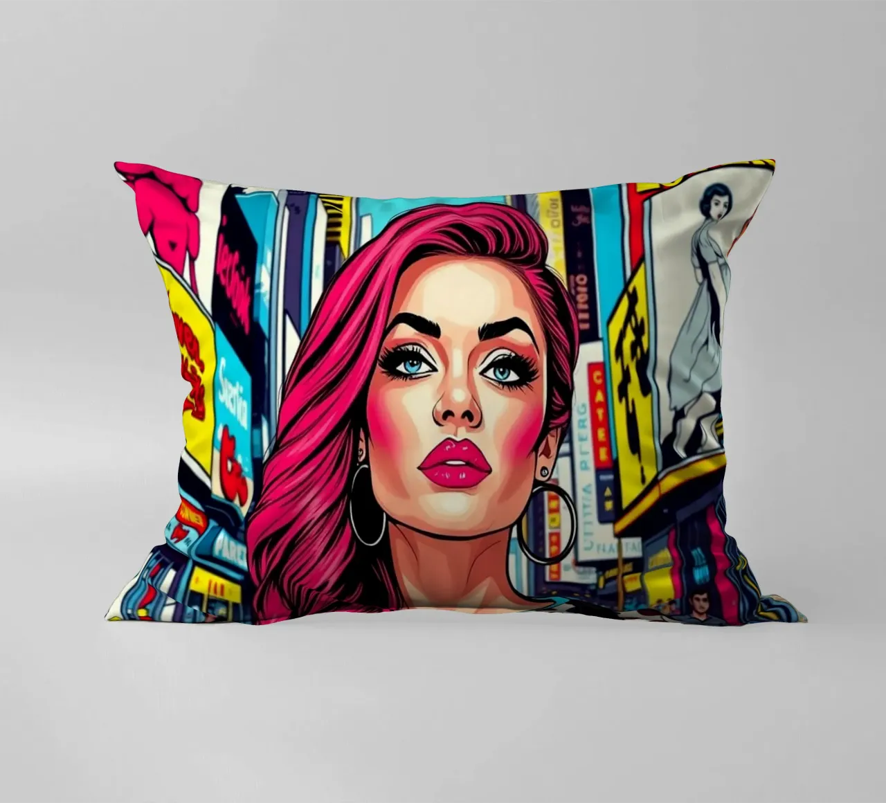 Donna a Times Square cuscino da Anita's Dream