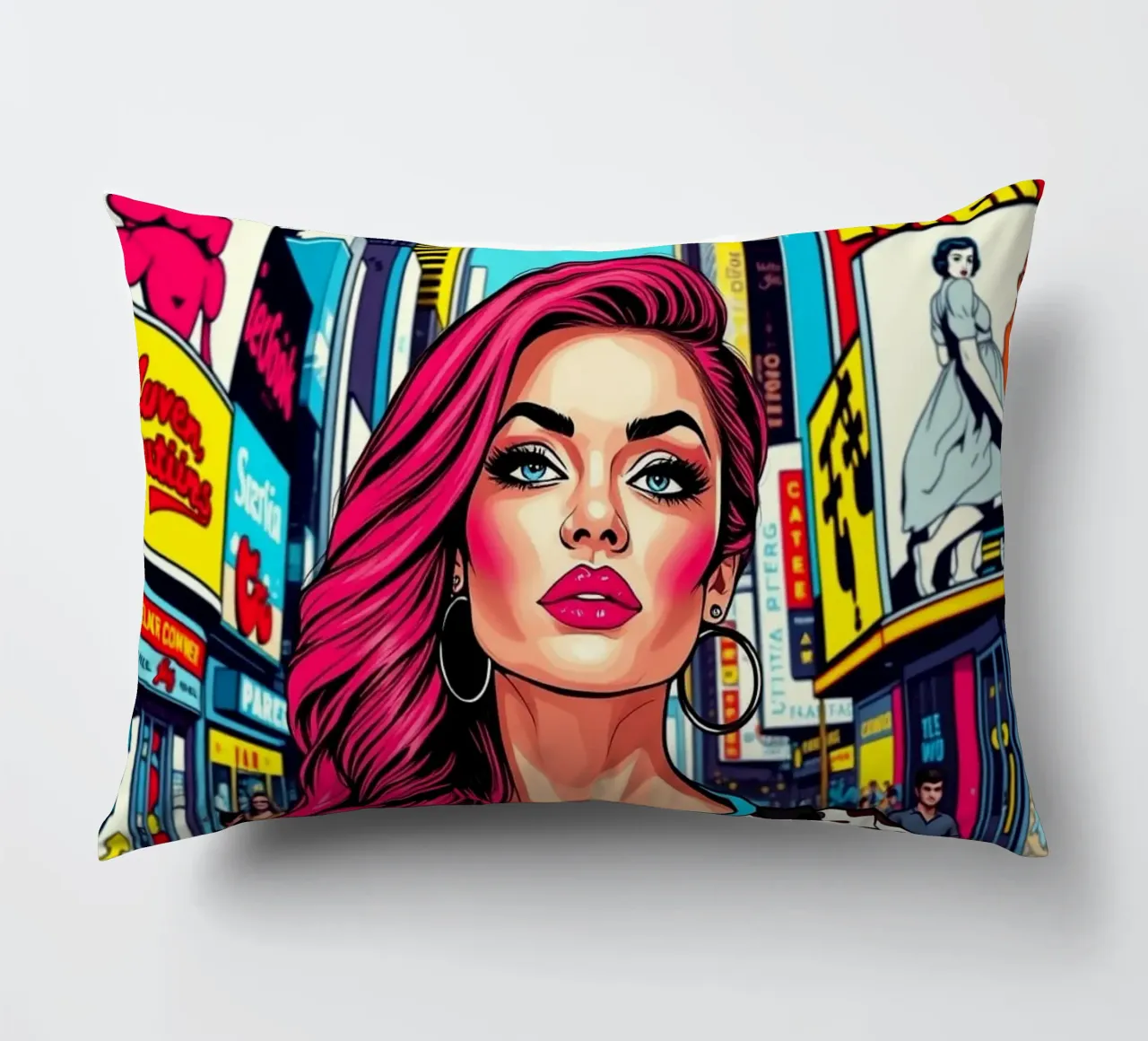 Donna a Times Square cuscino da Anita's Dream