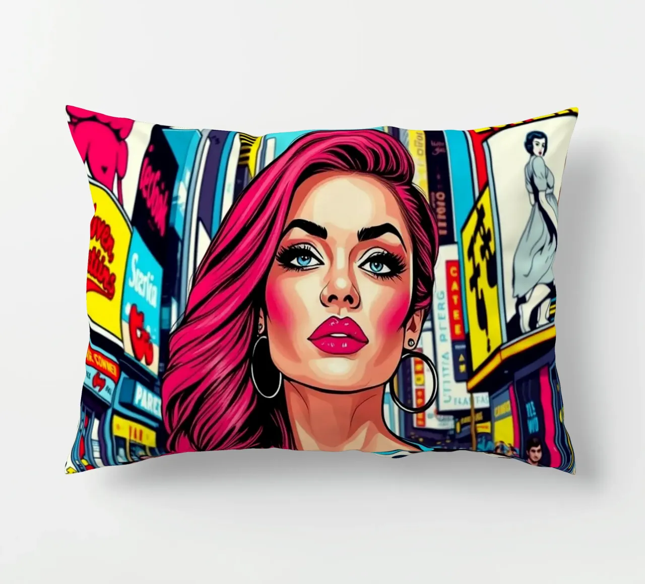 Donna a Times Square cuscino da Anita's Dream