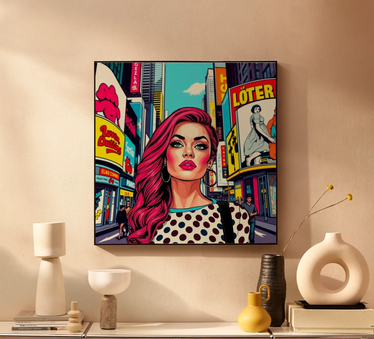 Donna a Times Square alluminio dibond da Anita's Dream