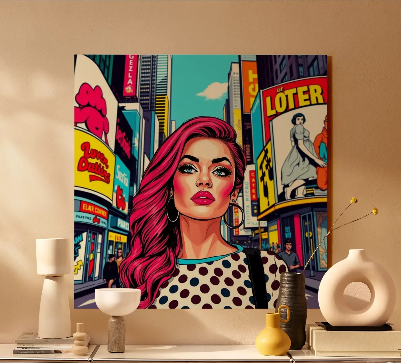 Donna a Times Square alluminio dibond da Anita's Dream