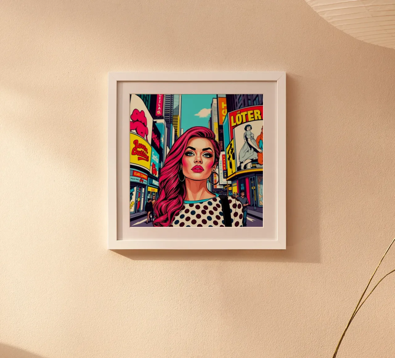Donna a Times Square poster con telaio in legno da Anita's Dream