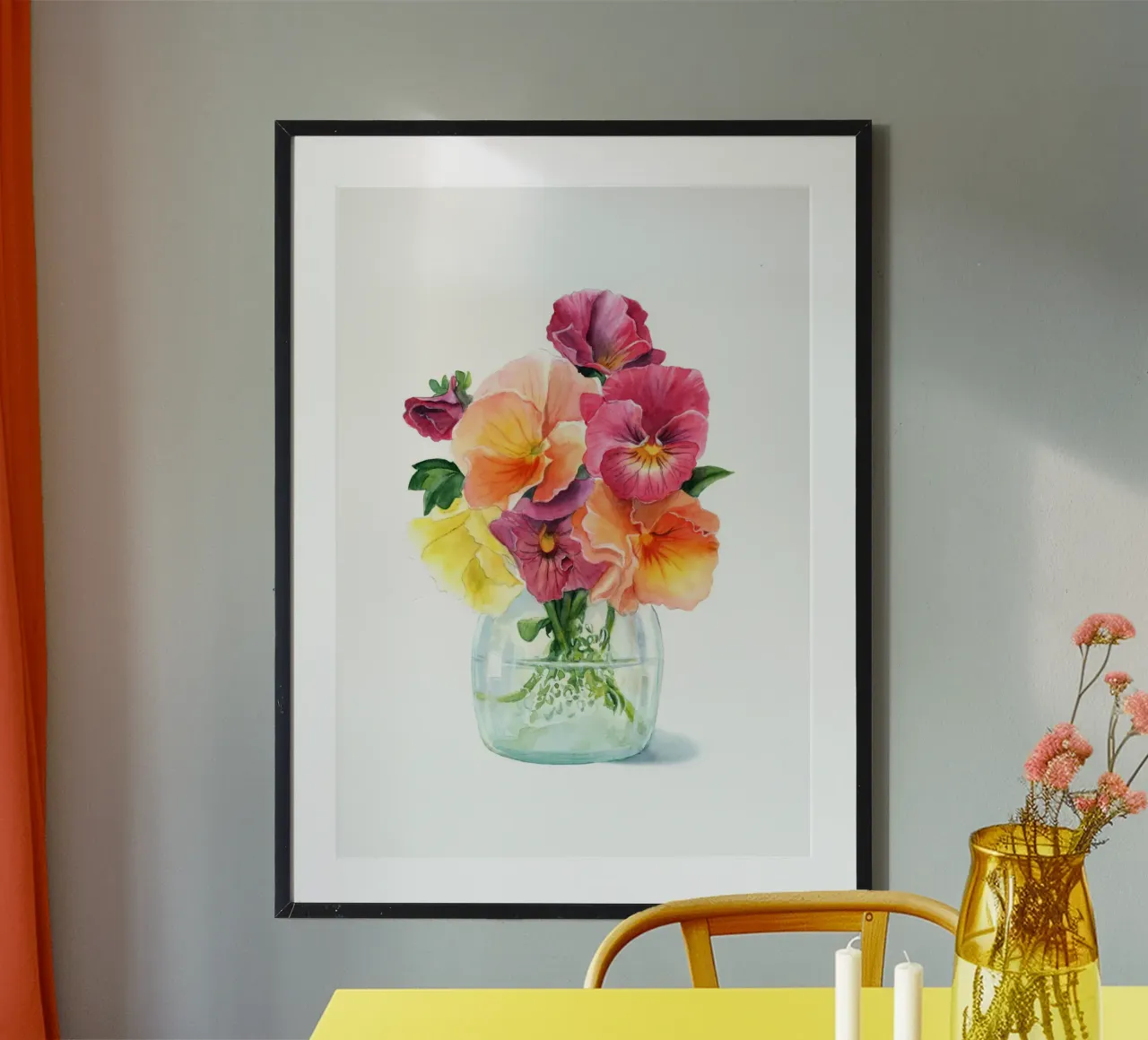 Pansy Bouquet Poster mit Aluminium Rahmen von DoroKaiser