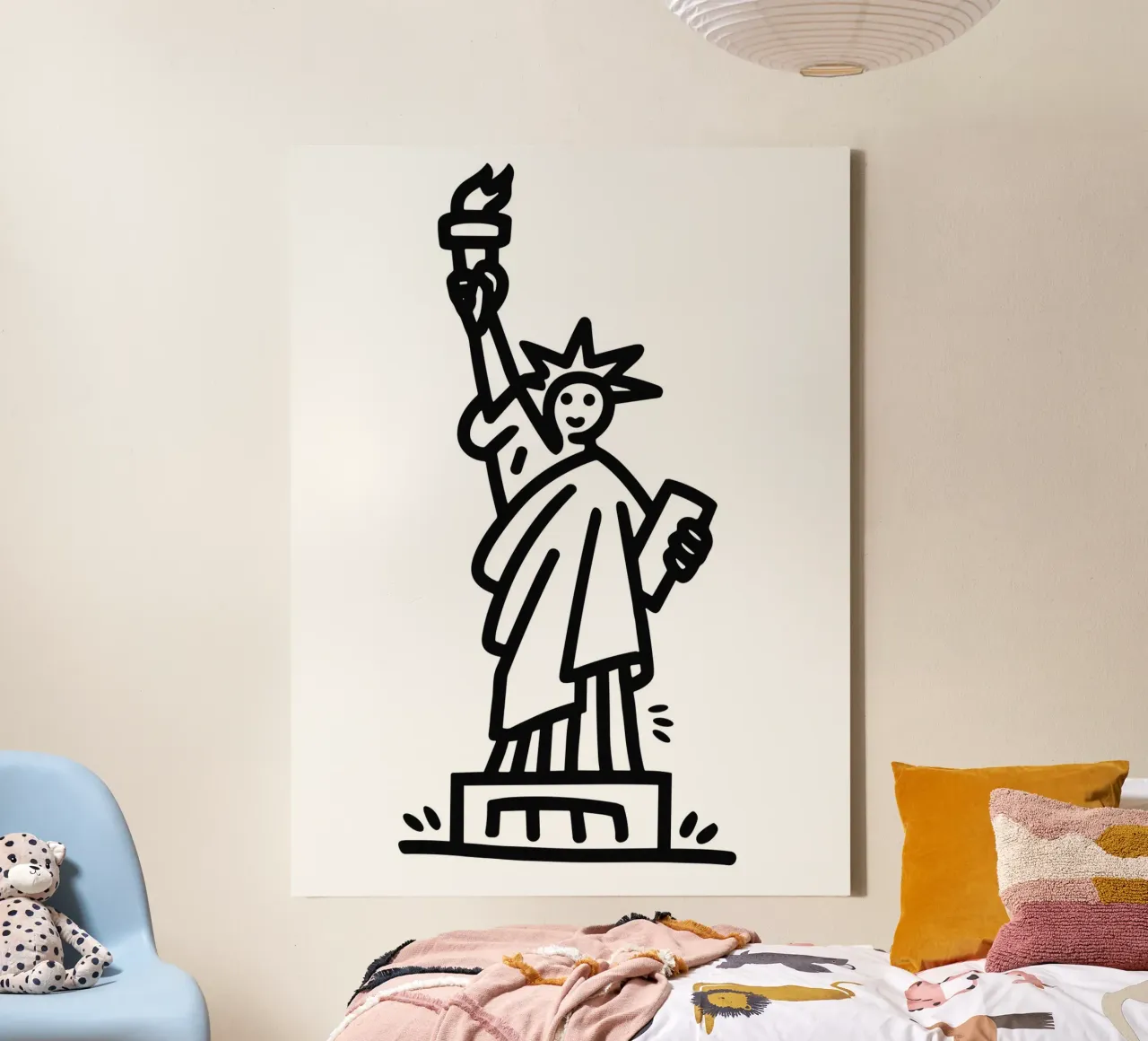 Statue of Liberty draw tela con Cornice a cassetta da ramosashop
