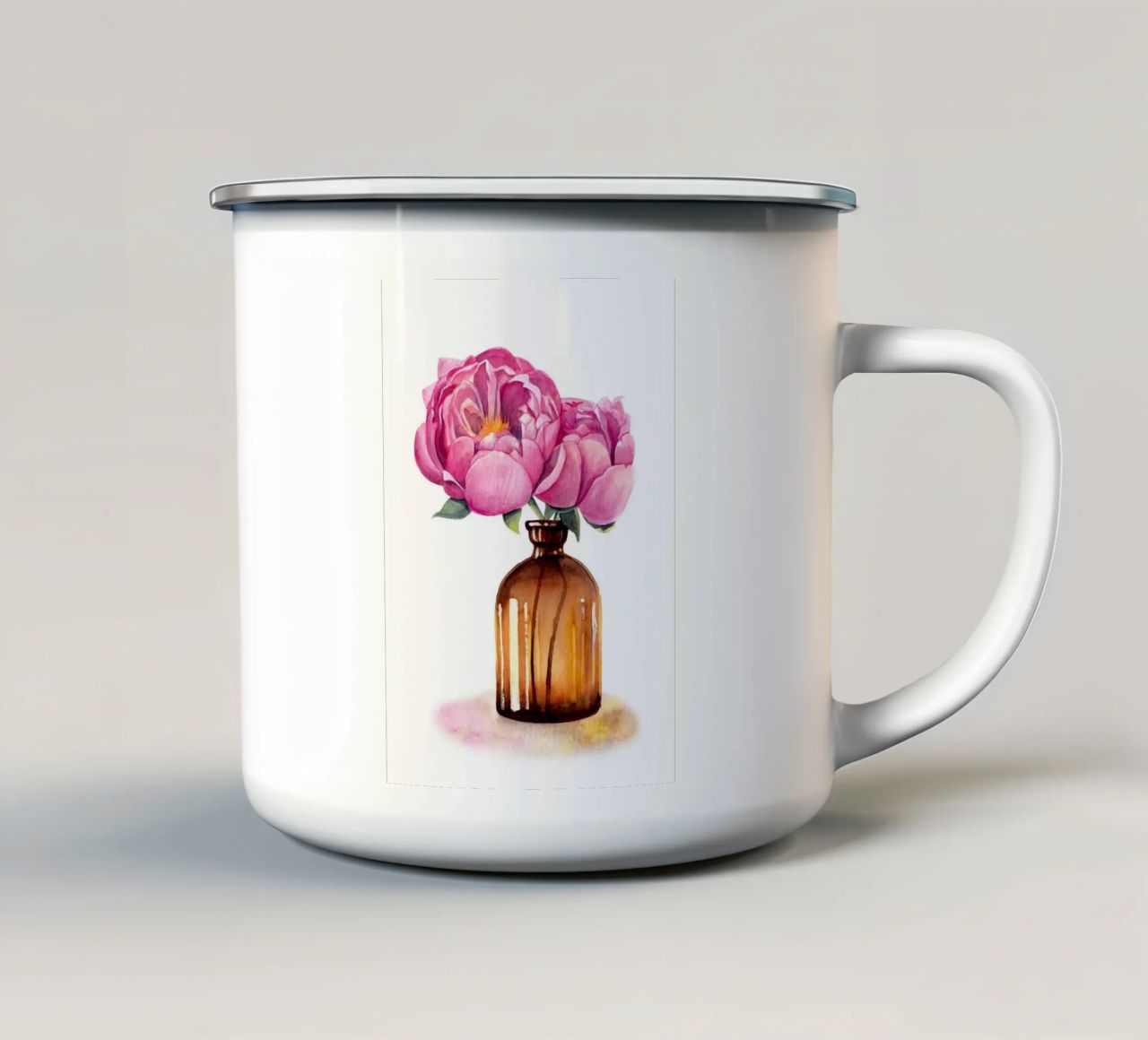 Peonie in vaso tazza in smalto da DoroKaiser