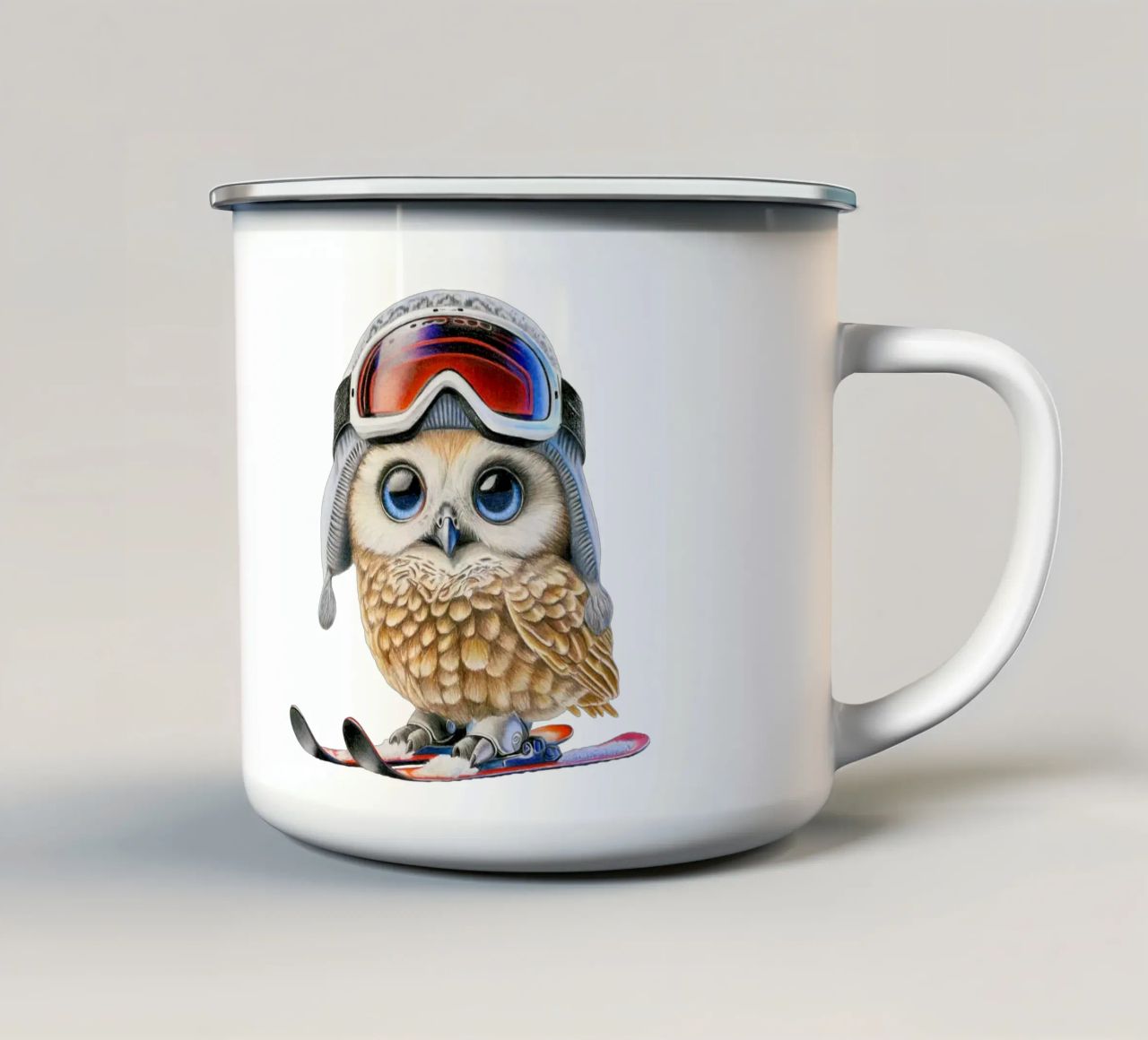 Simpatico gufo da sci tazza in smalto da Graphit und Farbe