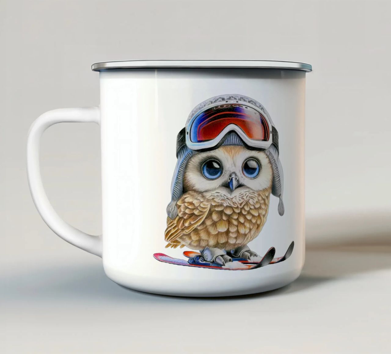 Simpatico gufo da sci tazza in smalto da Graphit und Farbe