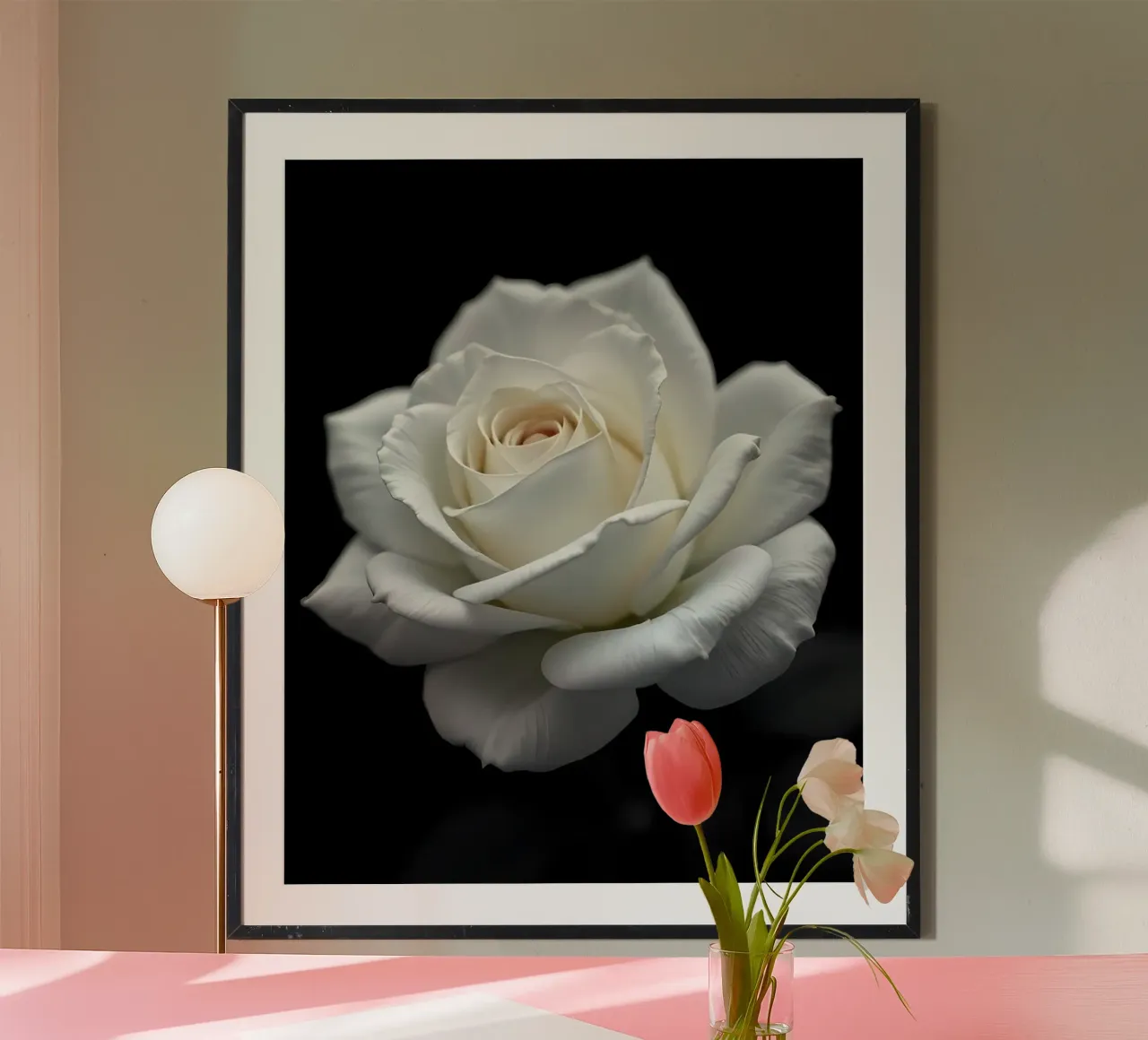 Rosa_bianca_04 poster con telaio in alluminio da Farb- und Blütenzauber by LK