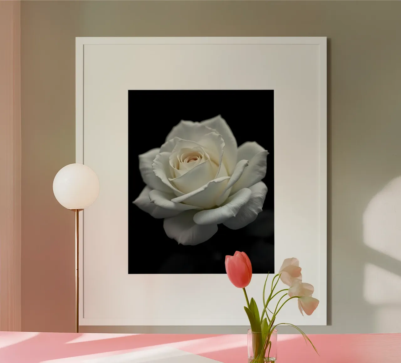 Rosa_bianca_04 poster con telaio in alluminio da Farb- und Blütenzauber by LK