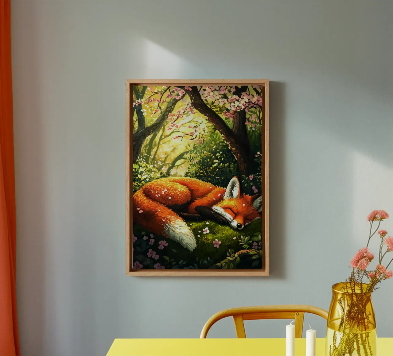 Sleeping fox in the spring forest canvas by pixelbull - medieval art and more