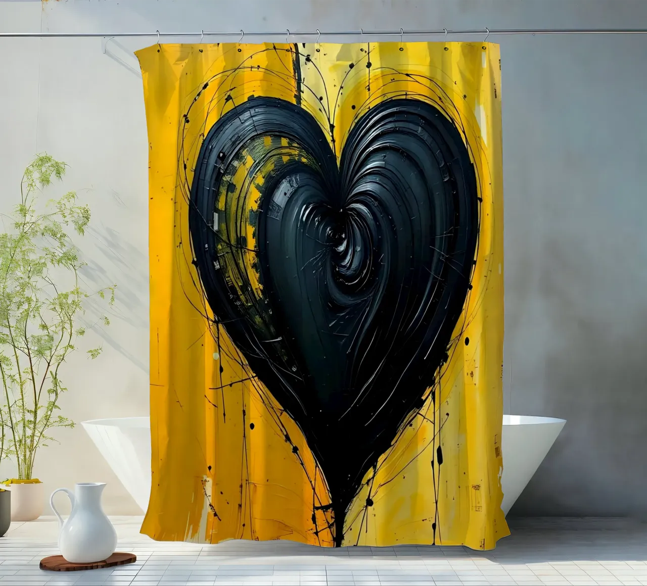 Cuore_2 tenda da doccia da schwarz-gelb by LK