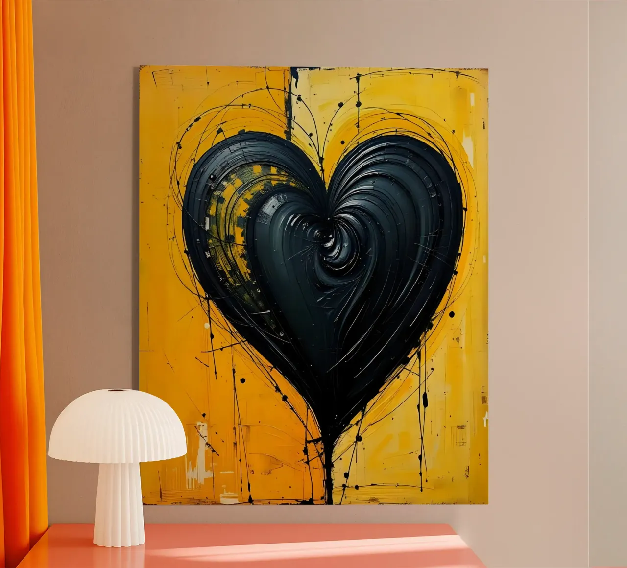 Herz_2 Acryl-Glas von schwarz-gelb by LK