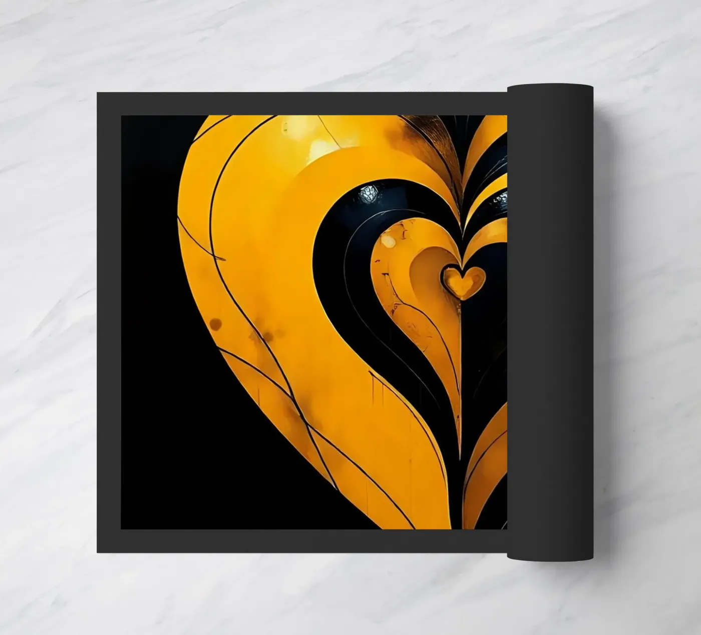 Heart_3 Fußmatte von schwarz-gelb by LK