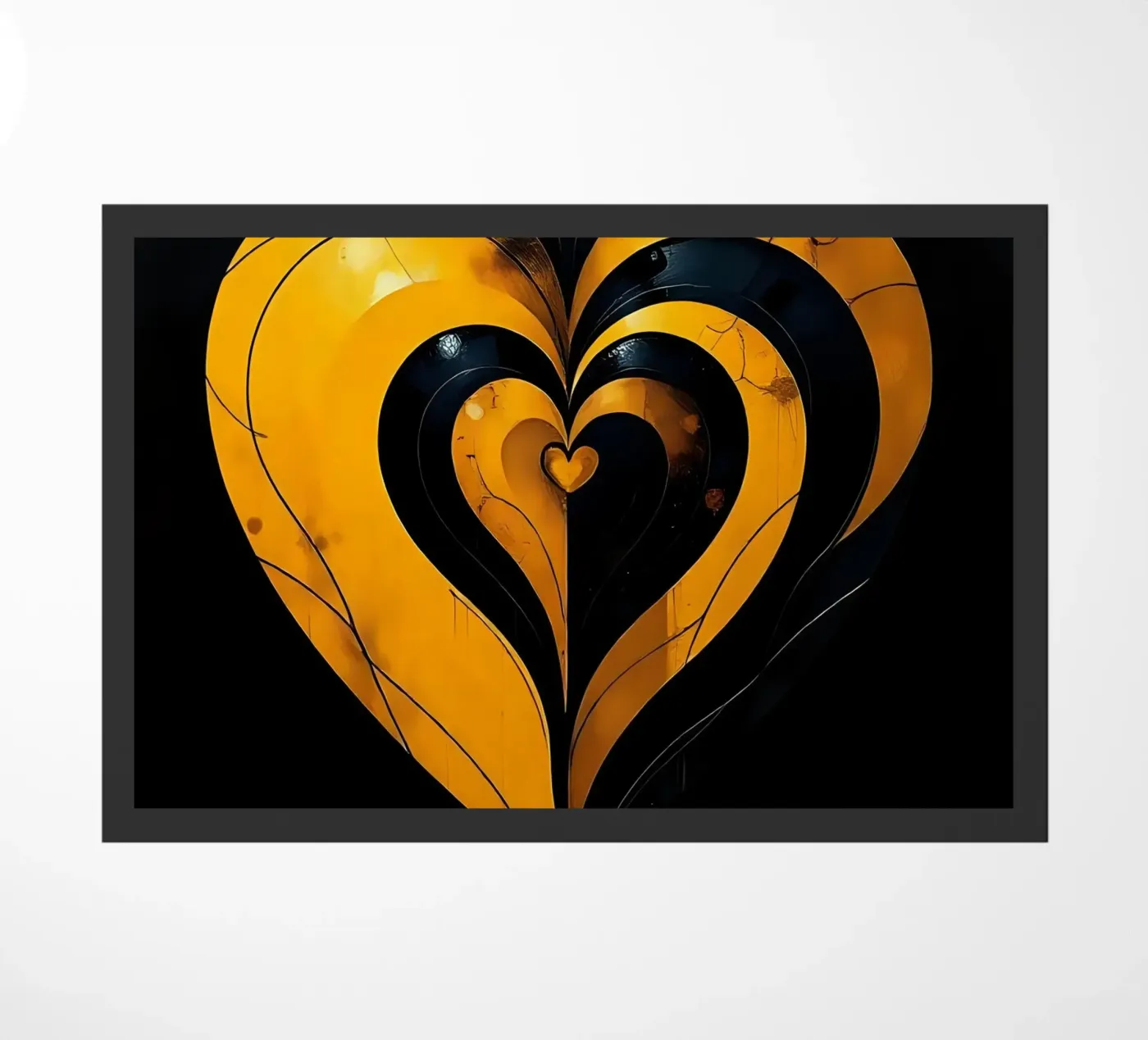 Heart_3 Fußmatte von schwarz-gelb by LK