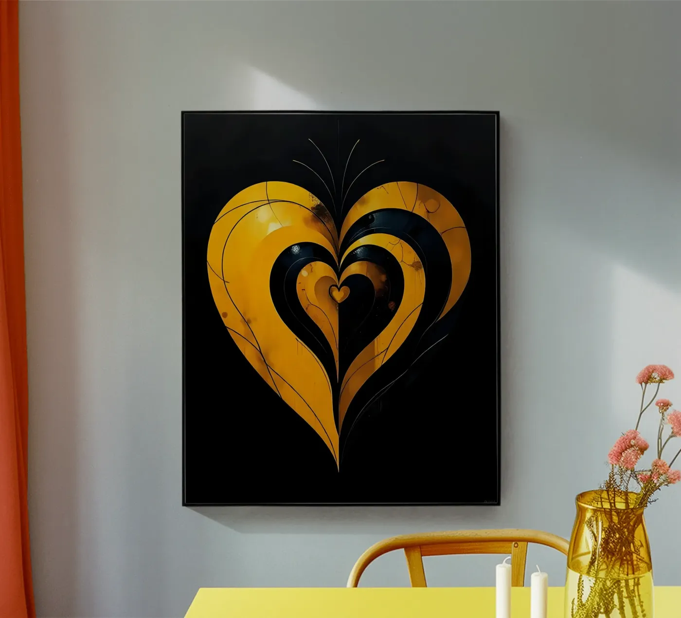 Heart_3 Acryl-Glas von schwarz-gelb by LK