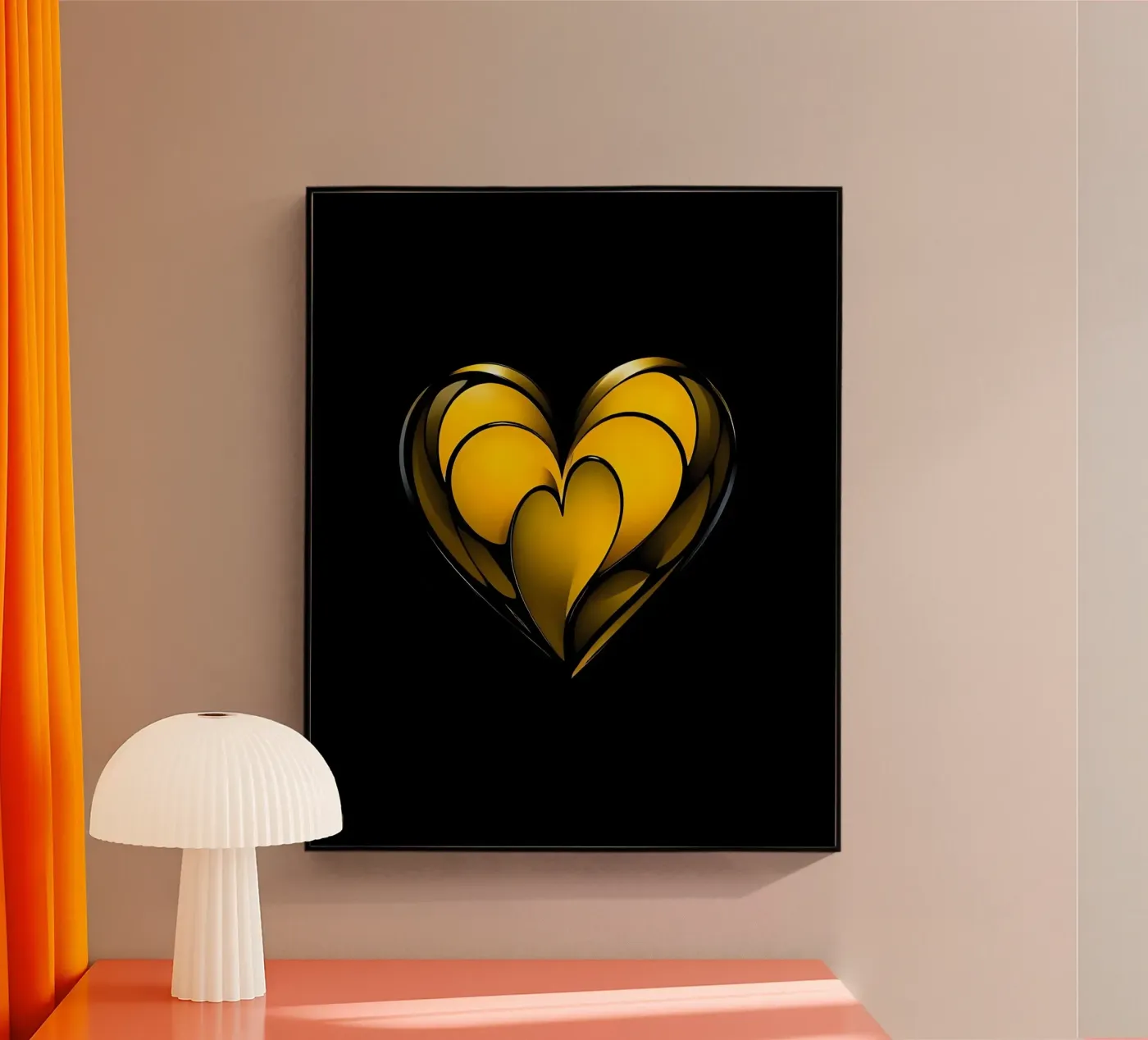 Heart_4 plexiglas de schwarz-gelb by LK
