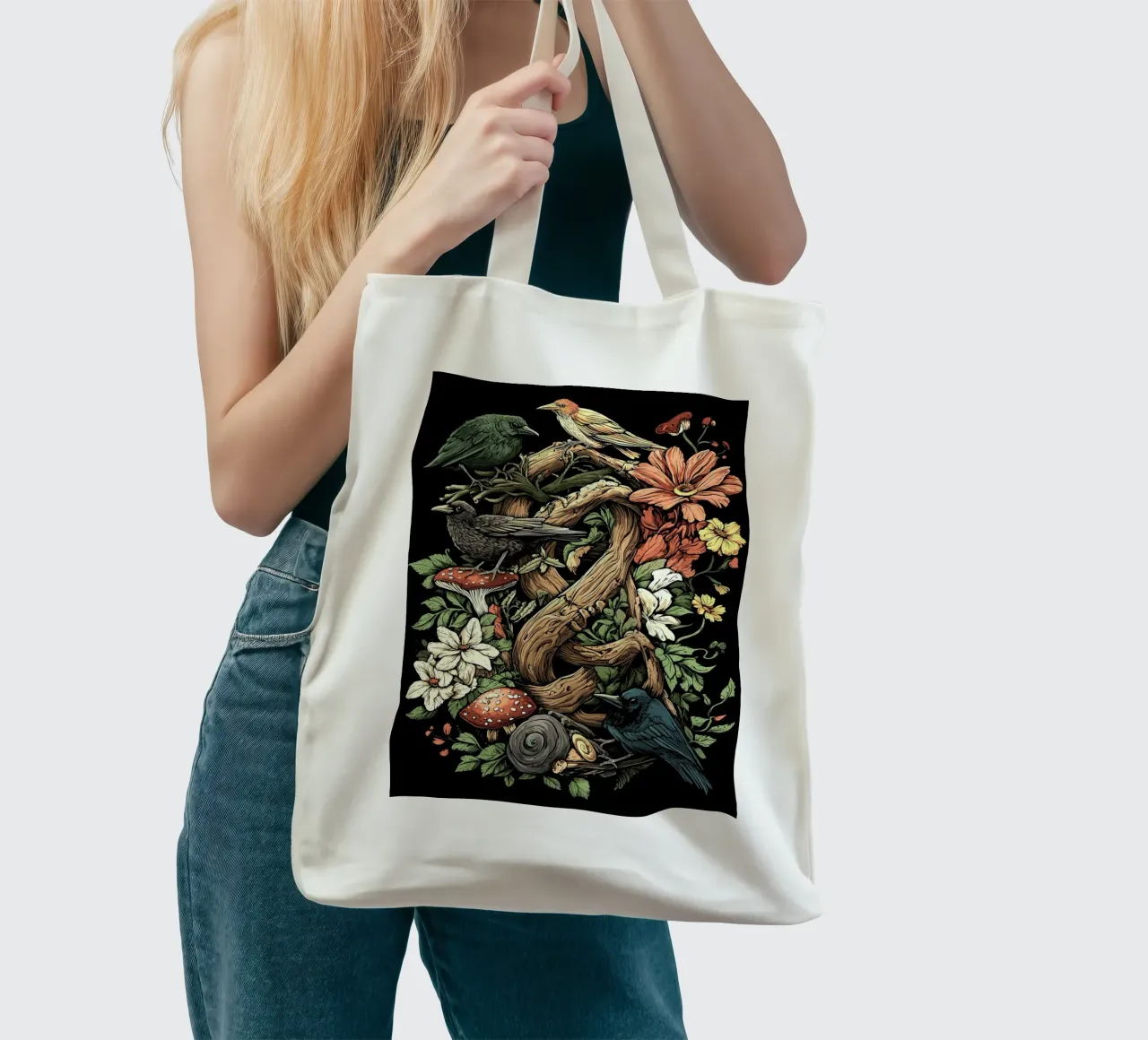Uccelli della foresta e crescita selvatica - Splendore naturale di Goblincore borsa in juta da pixelbull - medieval art and more