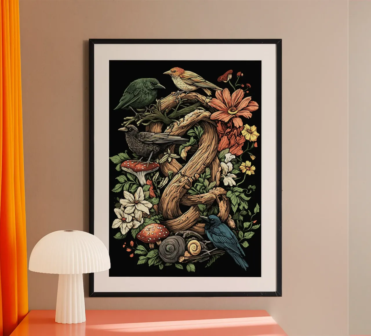 Uccelli della foresta e crescita selvatica - Splendore naturale di Goblincore carta hahnemühle da pixelbull - medieval art and more