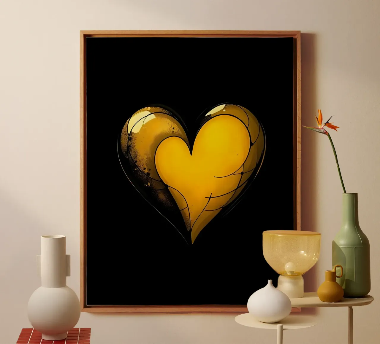 Cuore_6 tela con Cornice a cassetta da schwarz-gelb by LK