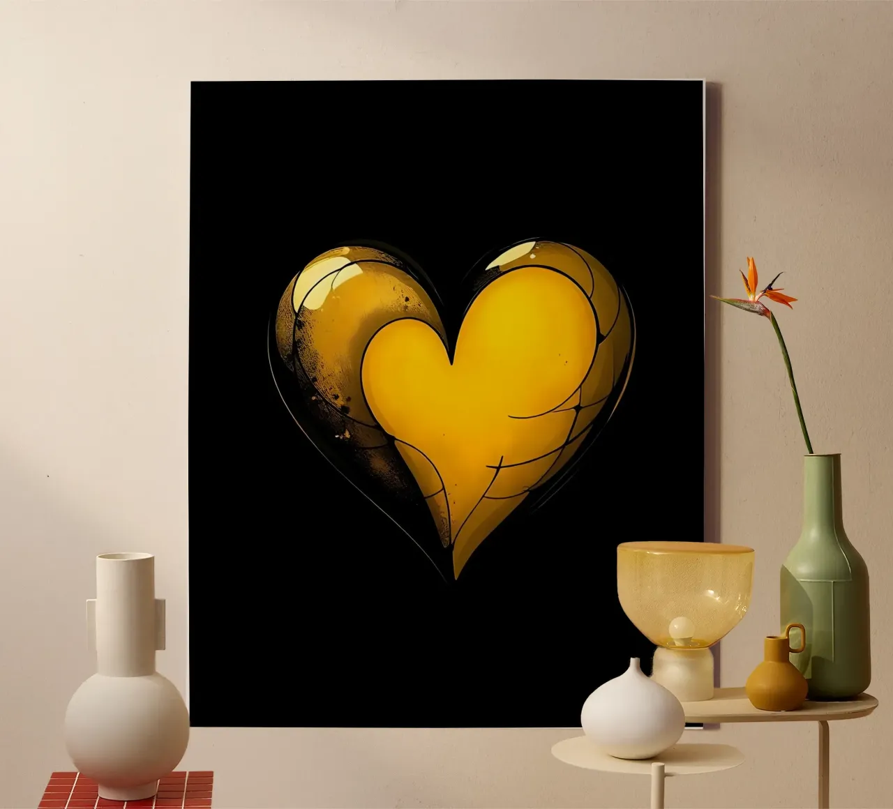 Cuore_6 tela con Cornice a cassetta da schwarz-gelb by LK