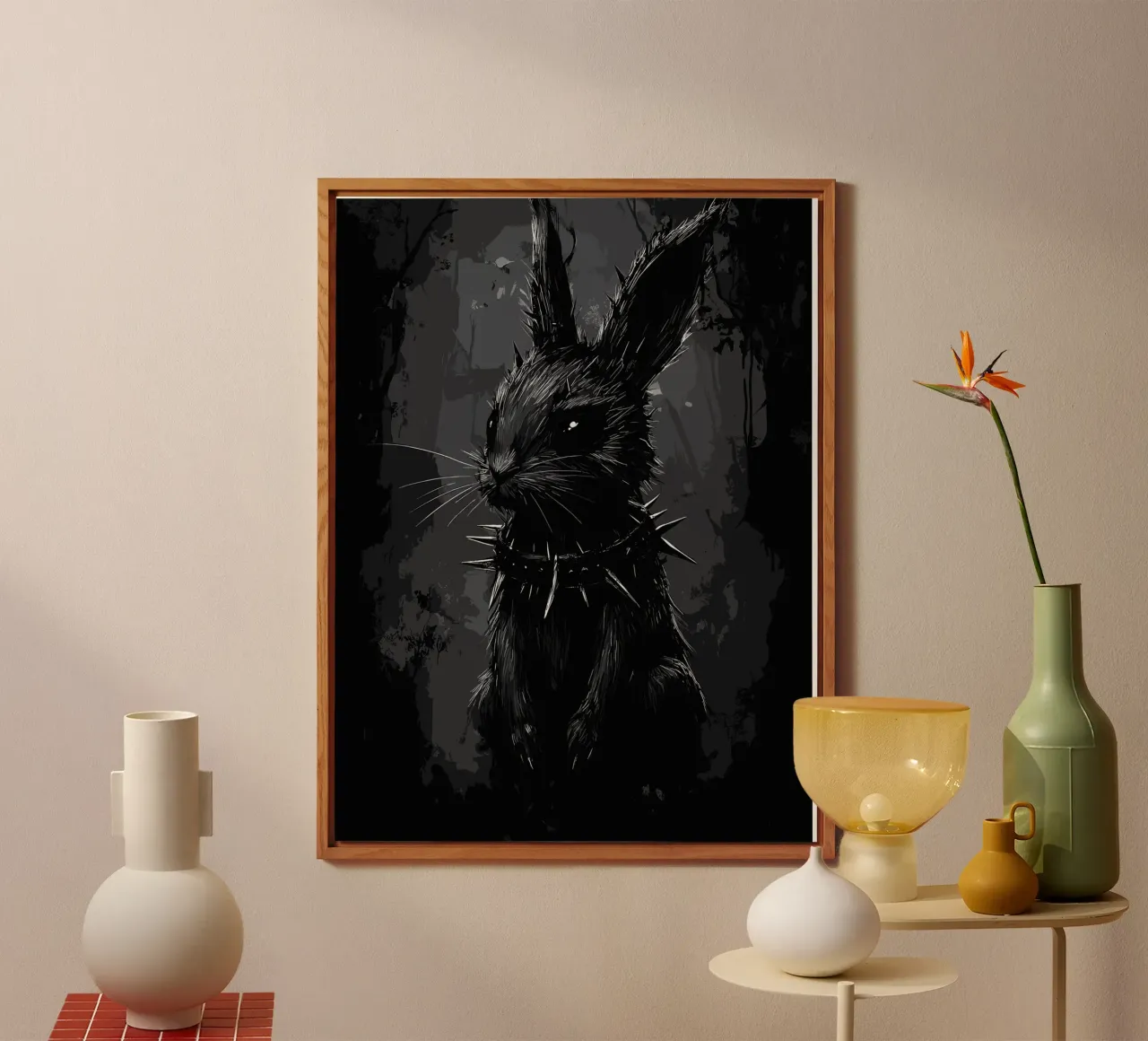 Coniglietto gotico - Eleganza dark nella foresta pannello forex da pixelbull - medieval art and more