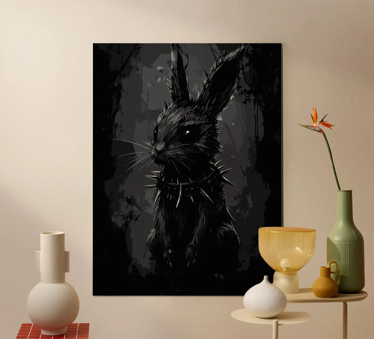 Gothic Bunny - L'élégance sombre dans la forêt hahnemühle de pixelbull - medieval art and more