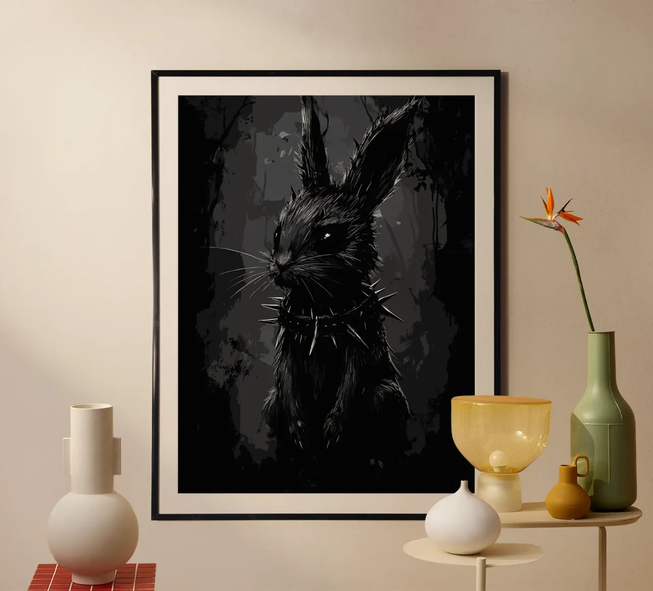 Gothic Bunny - L'élégance sombre dans la forêt hahnemühle de pixelbull - medieval art and more