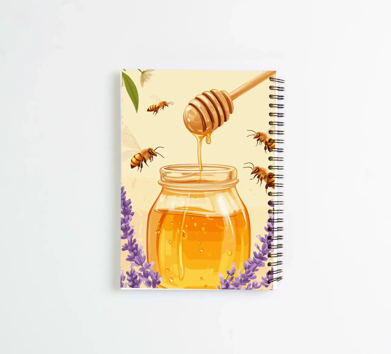 Honey dreams - Honeycore with lavender & bees spiral notebook by pixelbull - medieval art and more