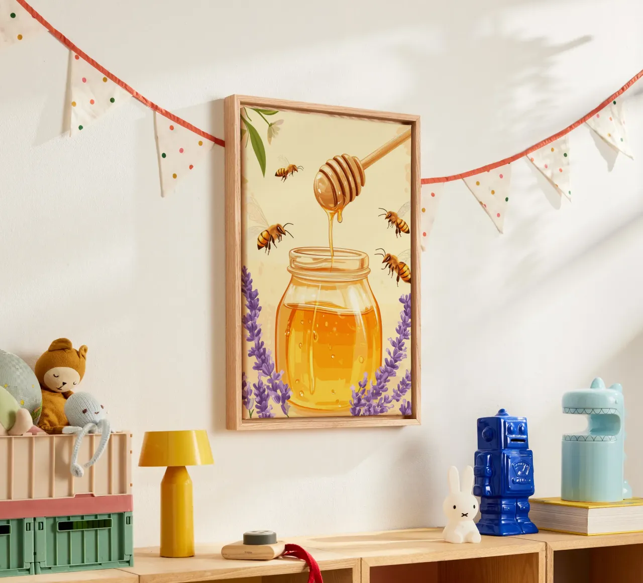 Honey dreams - Honeycore with lavender & bees canvas by pixelbull - medieval art and more