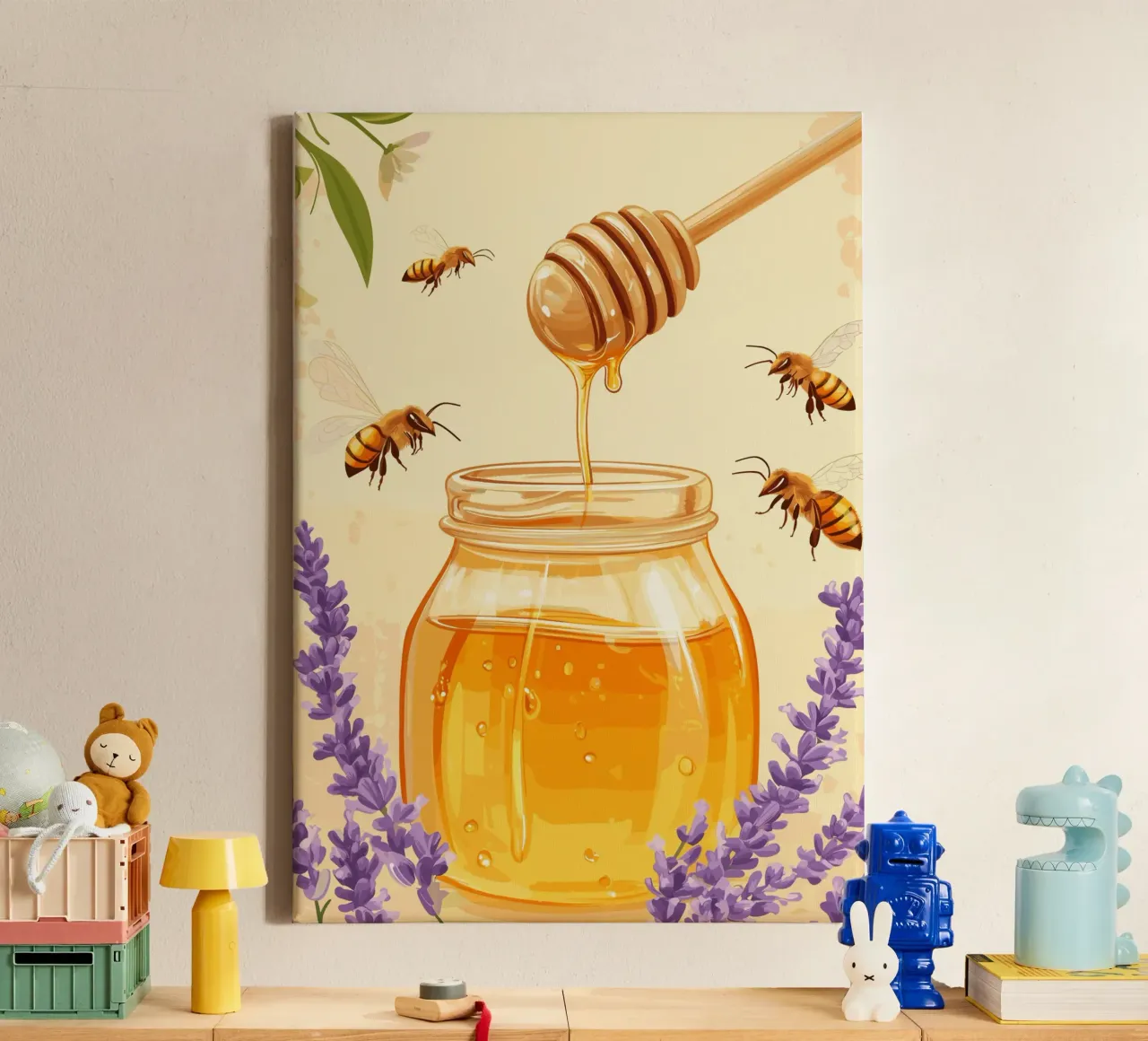 Honey dreams - Honeycore with lavender & bees canvas by pixelbull - medieval art and more
