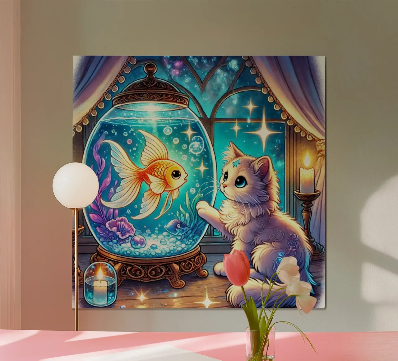 Amici dell'acquario magico poster con telaio in legno da FluffyToons