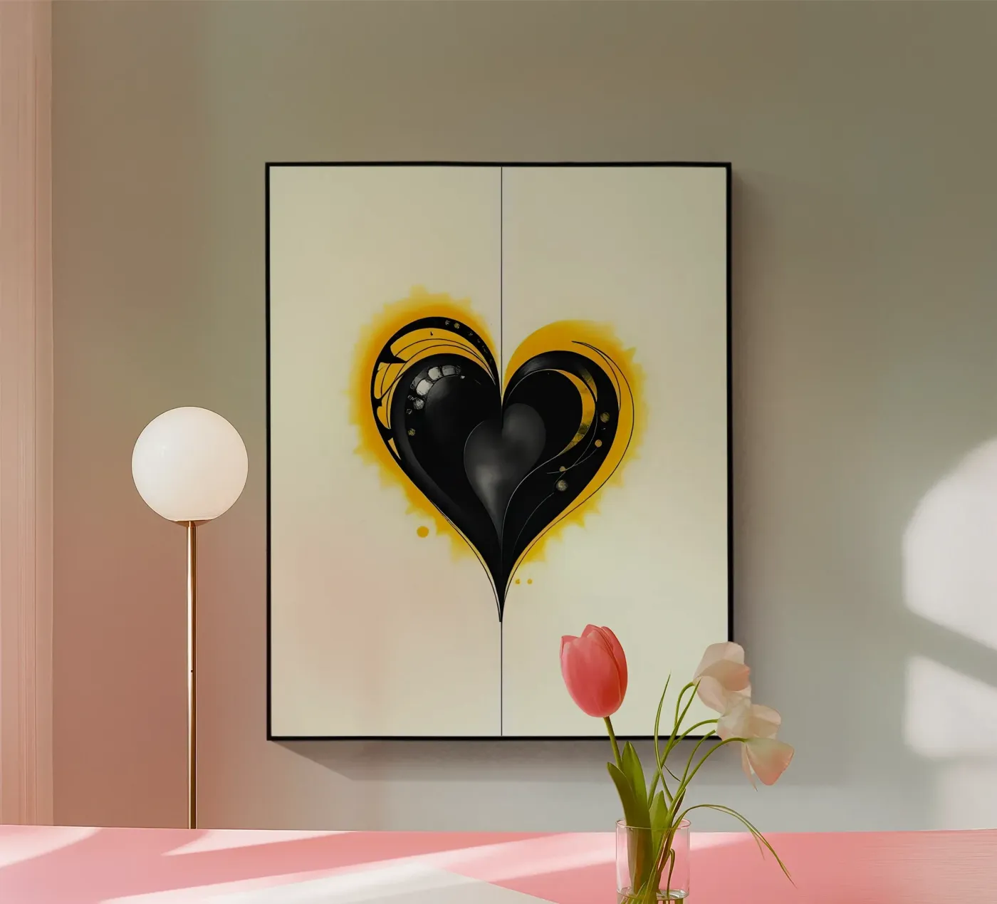 Herz_10 Acryl-Glas von schwarz-gelb by LK