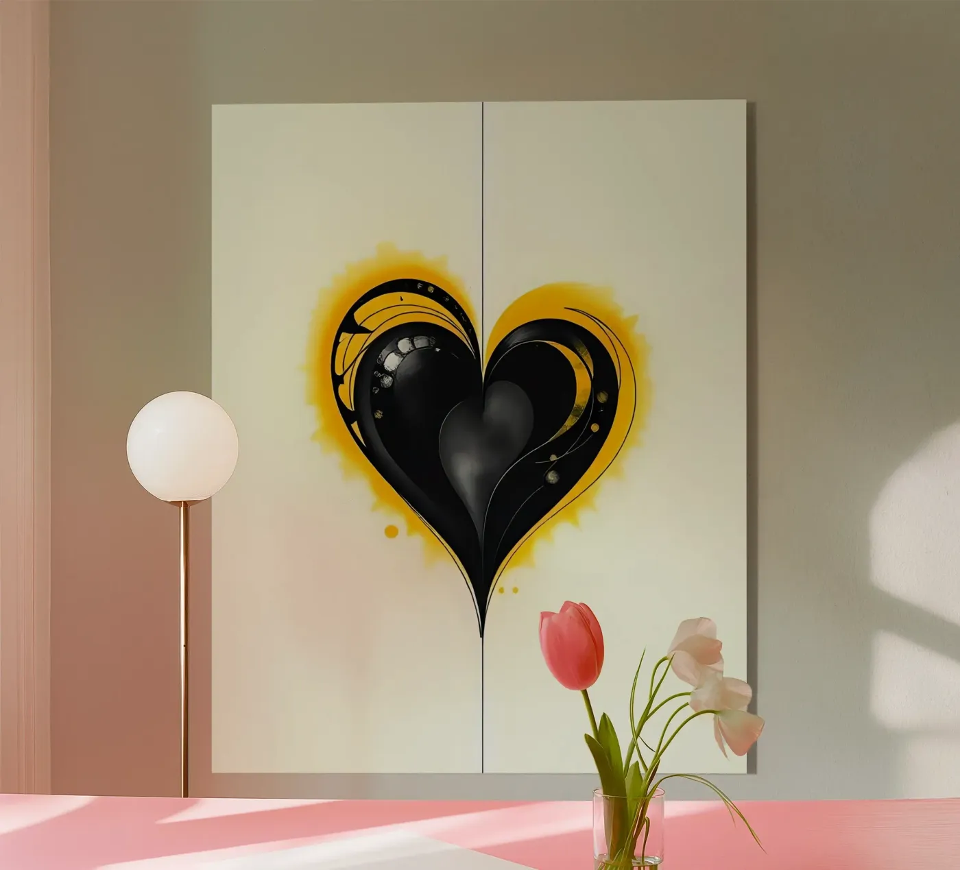 Herz_10 Acryl-Glas von schwarz-gelb by LK