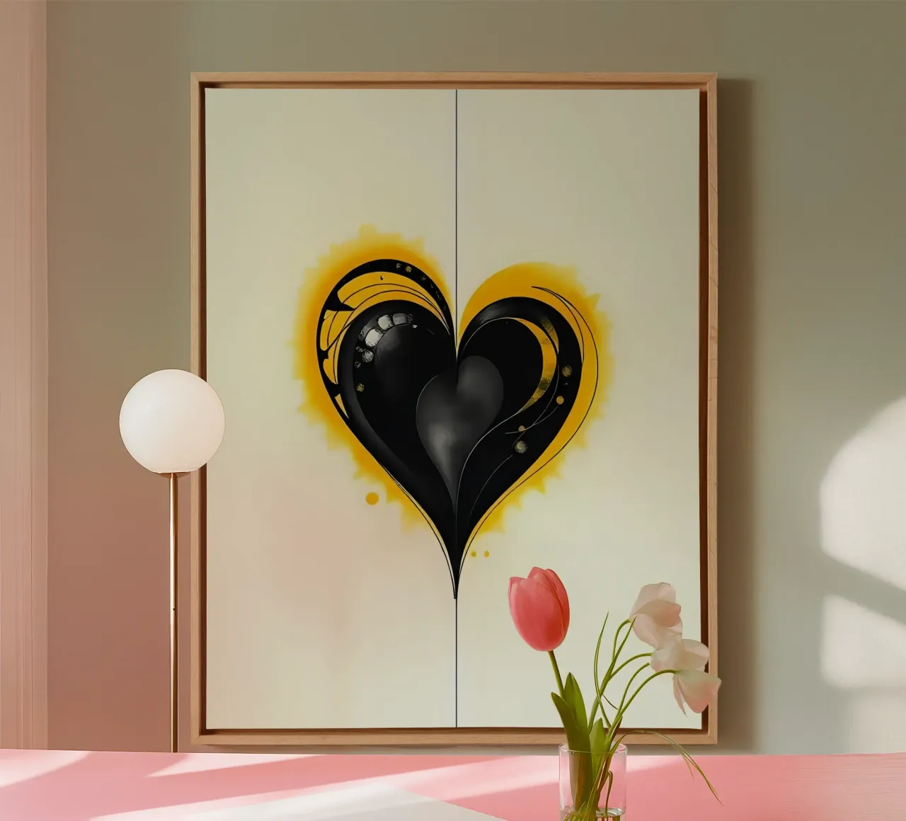 Cuore_10 tela con Cornice a cassetta da schwarz-gelb by LK