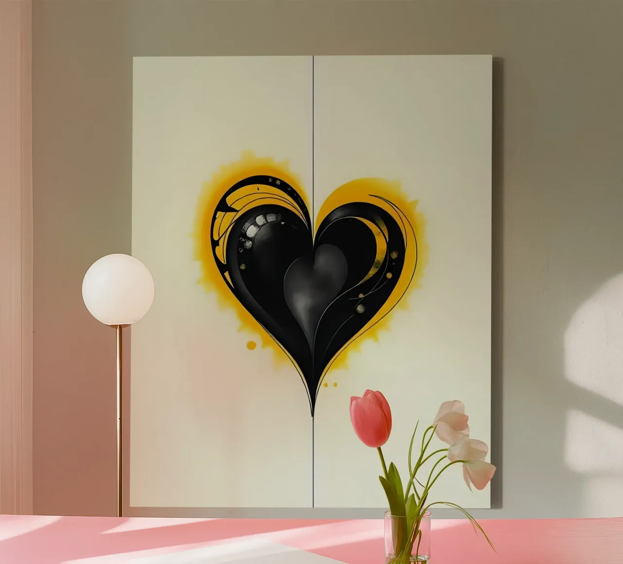 Cuore_10 tela con Cornice a cassetta da schwarz-gelb by LK
