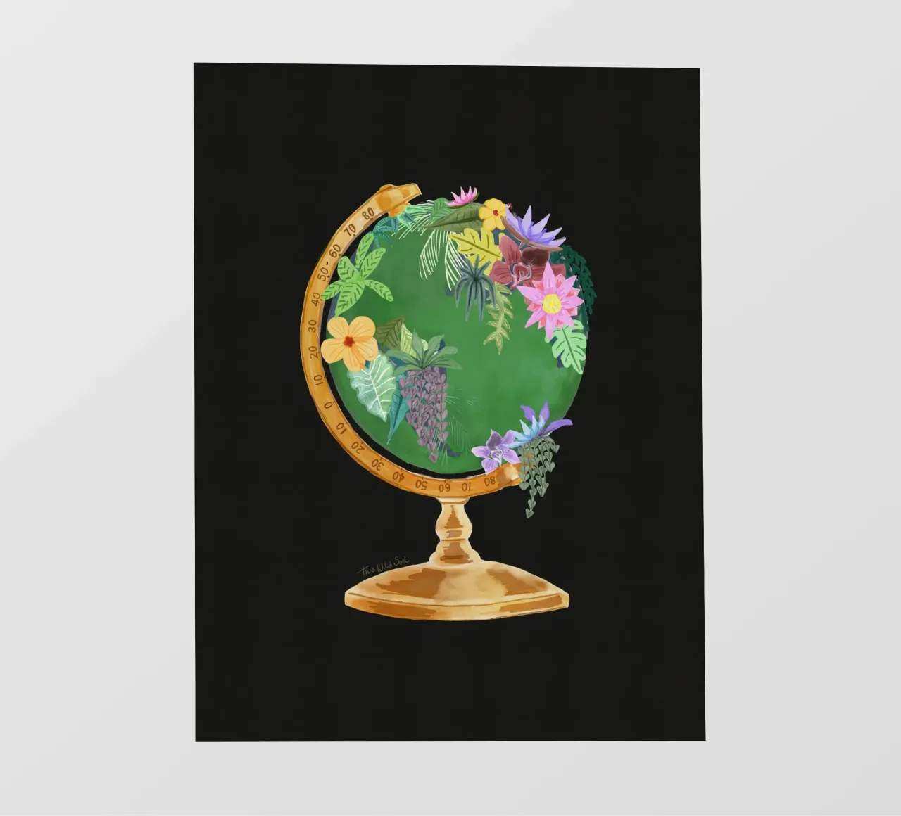 Fiori botanici Vintage Globo del mondo Un pianeta ambiente pellicola backlit da This Wild Soul - Illustration