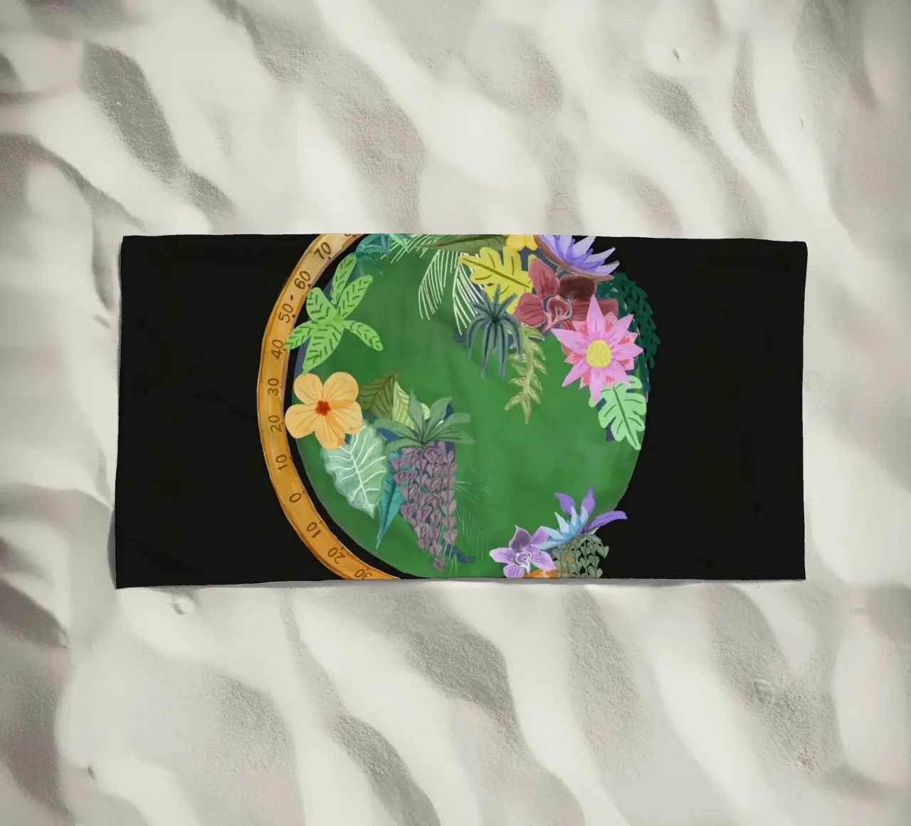 Fiori botanici Vintage Globo del mondo Un pianeta ambiente telo mare da This Wild Soul - Illustration