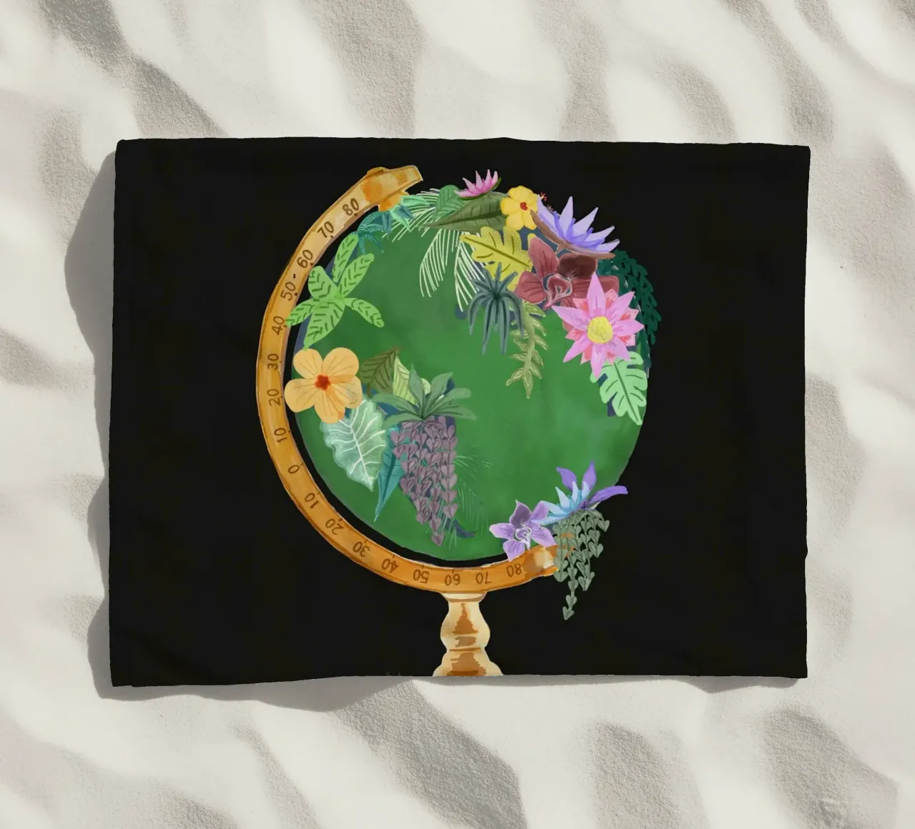 Fiori botanici Vintage Globo del mondo Un pianeta ambiente telo mare da This Wild Soul - Illustration