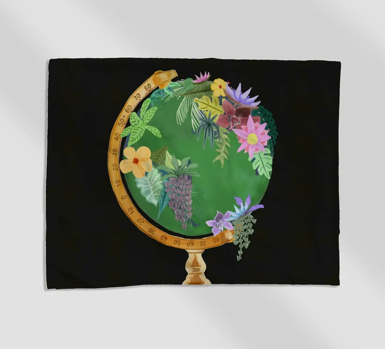 Fiori botanici Vintage Globo del mondo Un pianeta ambiente telo mare da This Wild Soul - Illustration