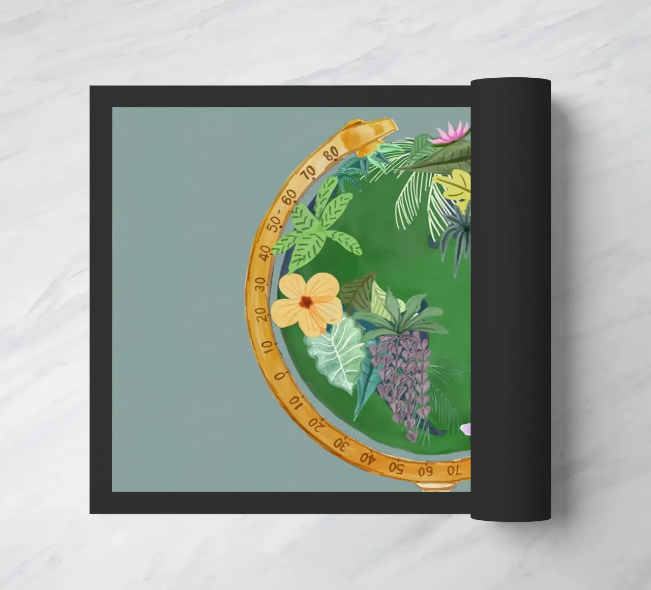 Fiori botanici Vintage World Globe Sfondo verde salvia zerbino da This Wild Soul - Illustration