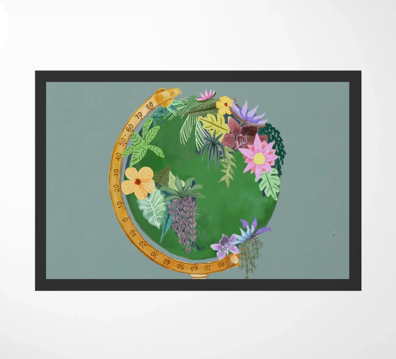 Fiori botanici Vintage World Globe Sfondo verde salvia zerbino da This Wild Soul - Illustration