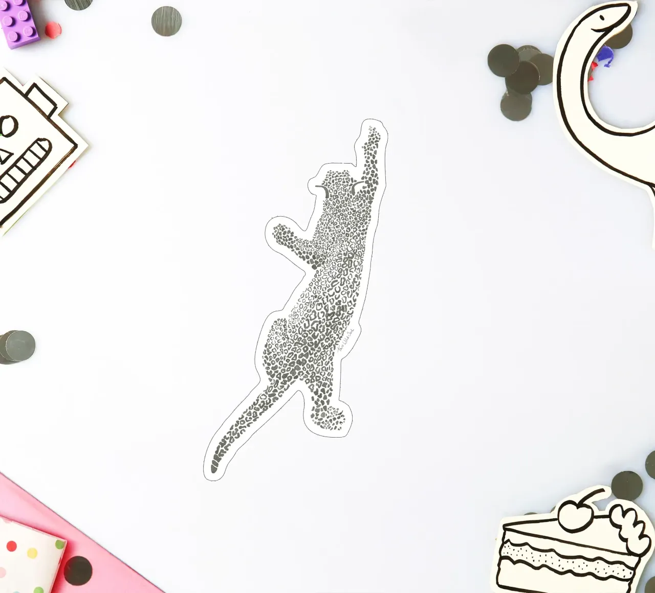 Vintage Leopard Jaguar Safari Big Cat black and white spots sticker by This Wild Soul - Illustration