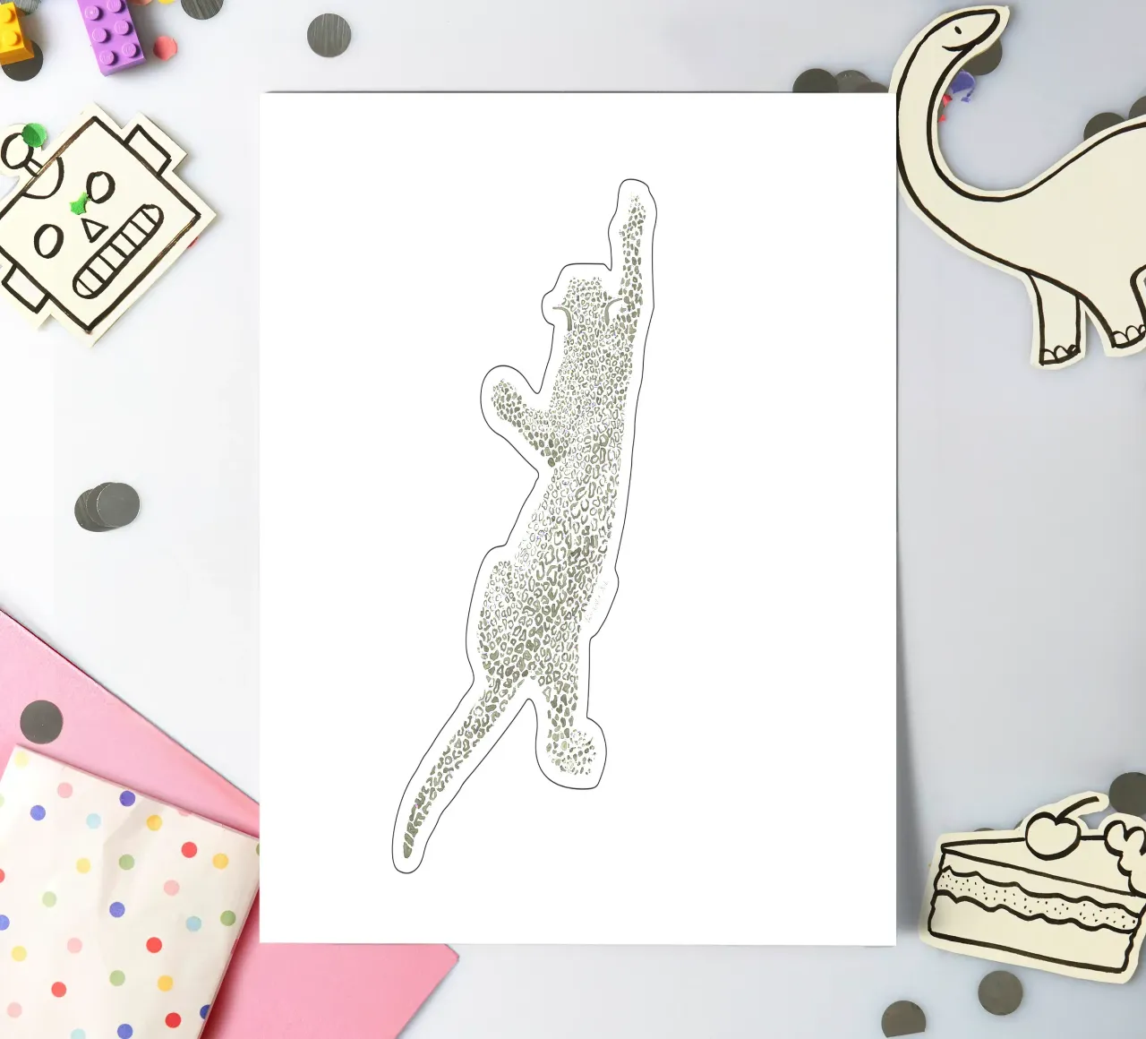 Vintage Leopard Jaguar Safari Big Cat black and white spots sticker sheet by This Wild Soul - Illustration