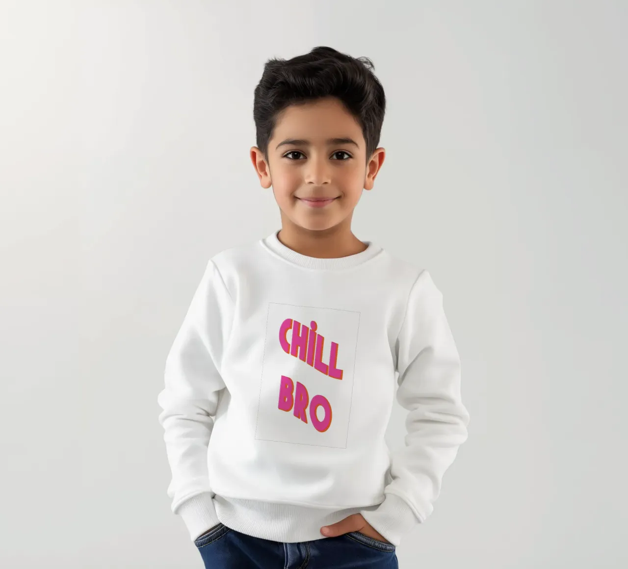 rosa "Chill Bro" felpa bambino da Carinaprint