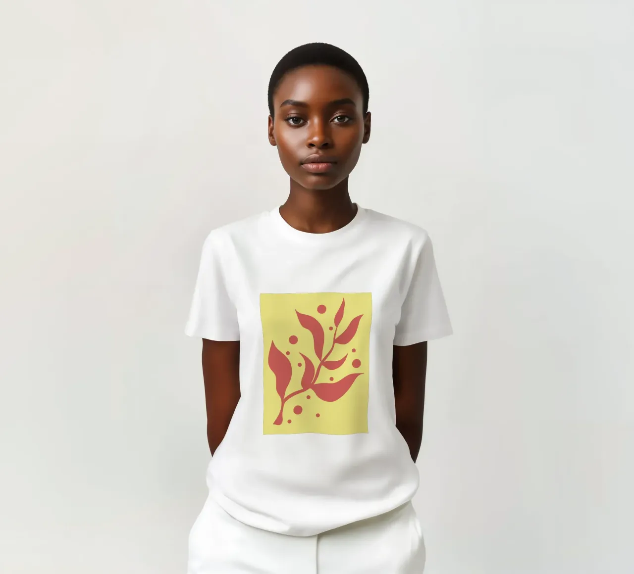 Minimalist Red Leaves t-shirt by MODERN NUANCE